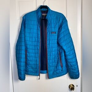 Patagonia Nano Puff Jacket Mens M Teal Blue Red Trim PrimaLoft